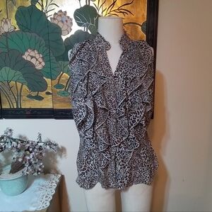 YNG Woman's Top Preowned Size Large Leppard Print